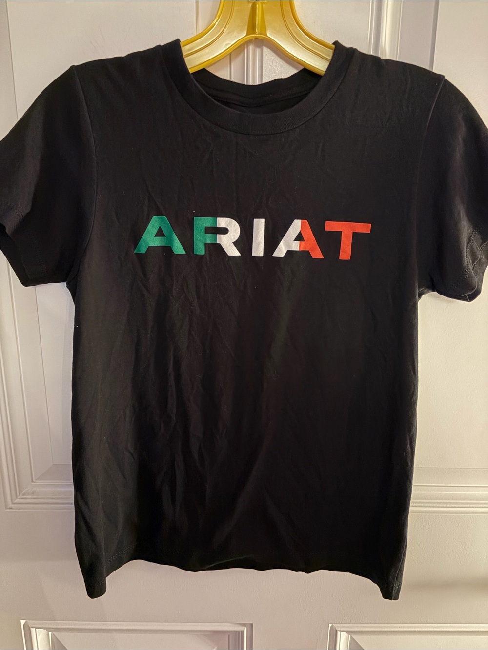 Ariat Black Tee with Green White Red Logo
